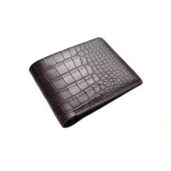 Mens Luxury Bifold Short Alligator Pattern Leather Wallet